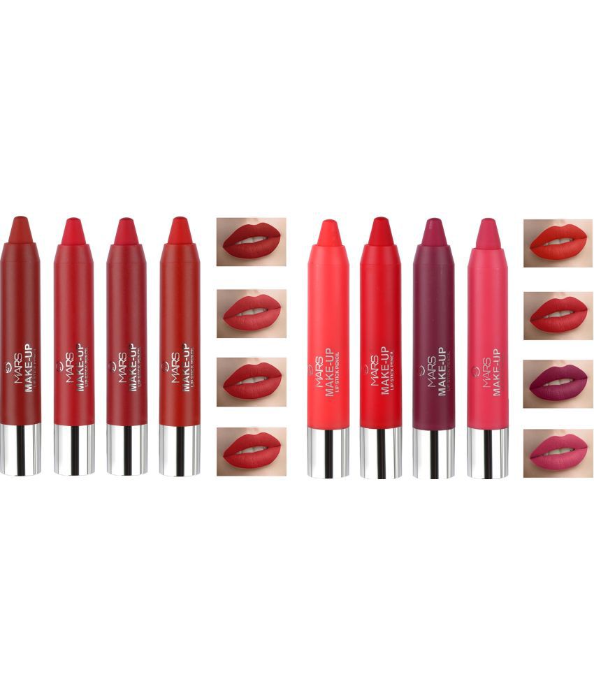     			MARS Matte Lipstick pack of 8 (Shade-A and Shade-C, 29 g)