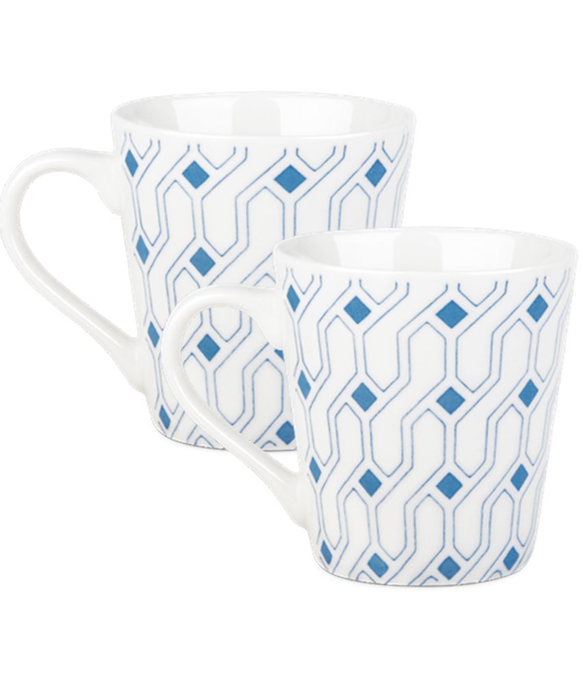     			Treo By Milton Earthen Art Ceramic Mug, Set of 2, 210 ml Each, Blue Diamond | Microwave Safe | Dishwasher Safe | Coffee Mug | Tea Mug | Mug