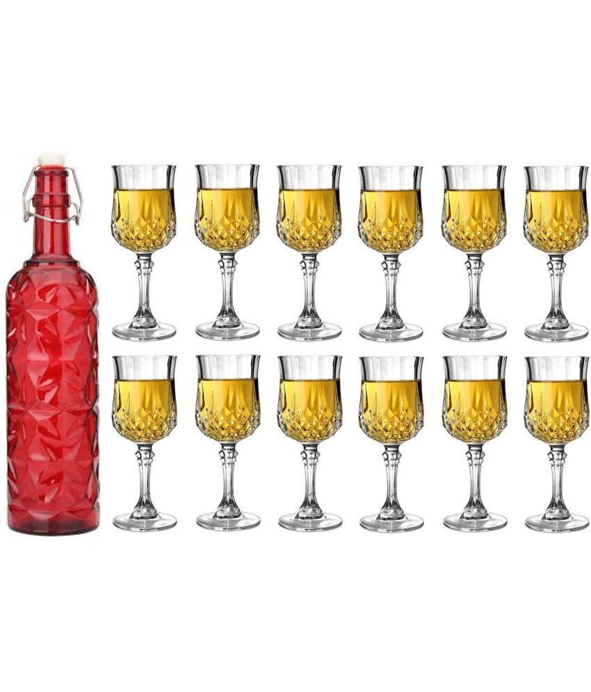     			Somil - Glass & Bottle Drinks Serving Lemon Set Red Water Bottle 1000 mL ( Set of 1 )