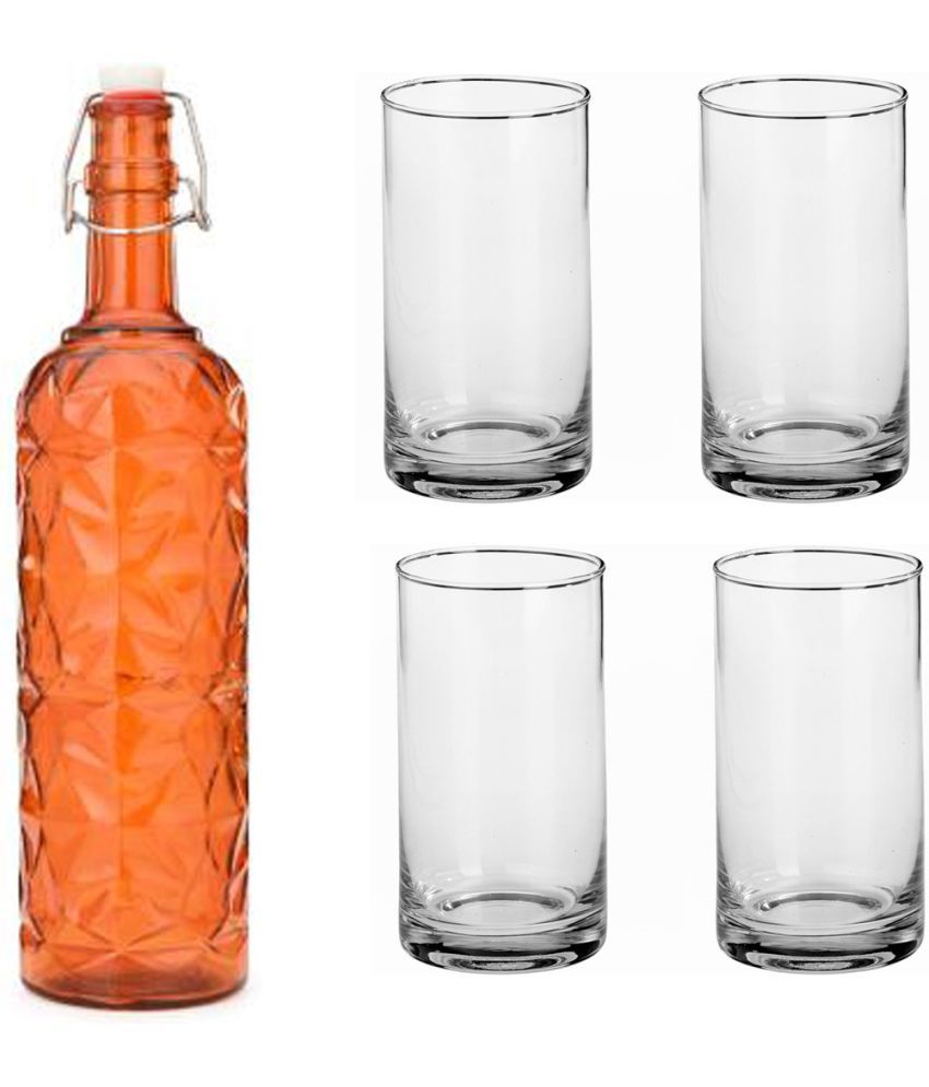     			Somil - Glass & Bottle Drinks Serving Lemon Set Orange Water Bottle 1000 mL ( Set of 1 )