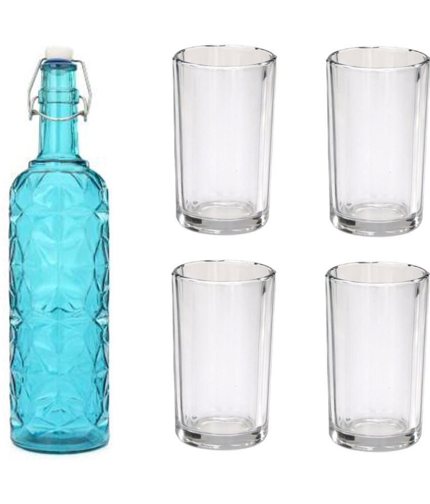     			Somil - Glass & Bottle Drinks Serving Lemon Set Blue Water Bottle 1000 mL ( Set of 1 )