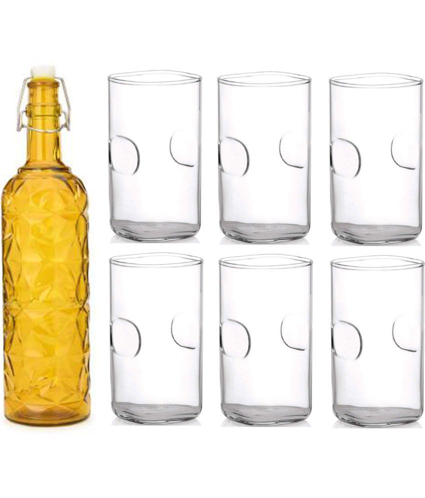     			Somil - Glass & Bottle Drinks Serving Lemon Set Yellow Water Bottle 1000 mL ( Set of 1 )