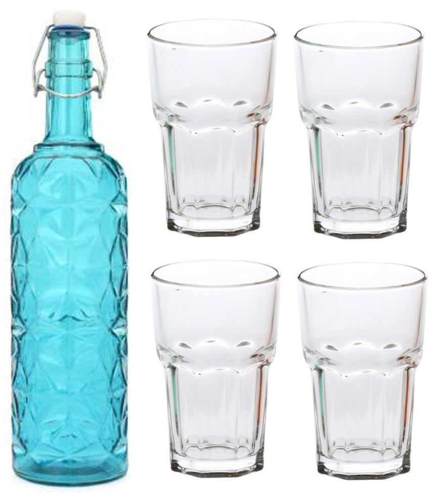     			Somil - Glass & Bottle Drinks Serving Lemon Set Blue Water Bottle 1000 mL ( Set of 1 )