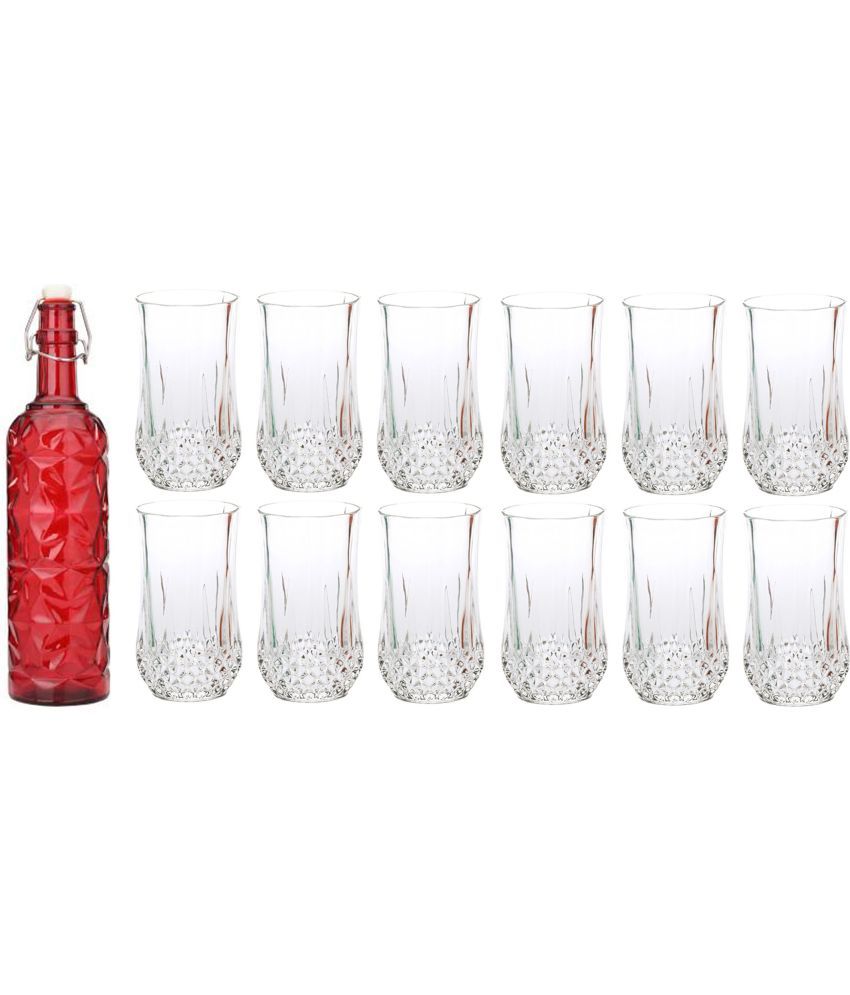     			Somil - Glass & Bottle Drinks Serving Lemon Set Red Water Bottle 1000 mL ( Set of 1 )