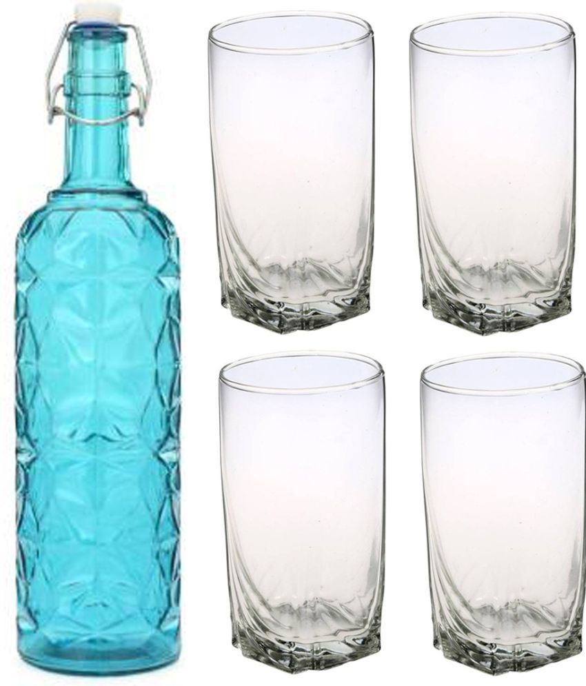     			Somil - Glass & Bottle Drinks Serving Lemon Set Blue Water Bottle 1000 mL ( Set of 1 )