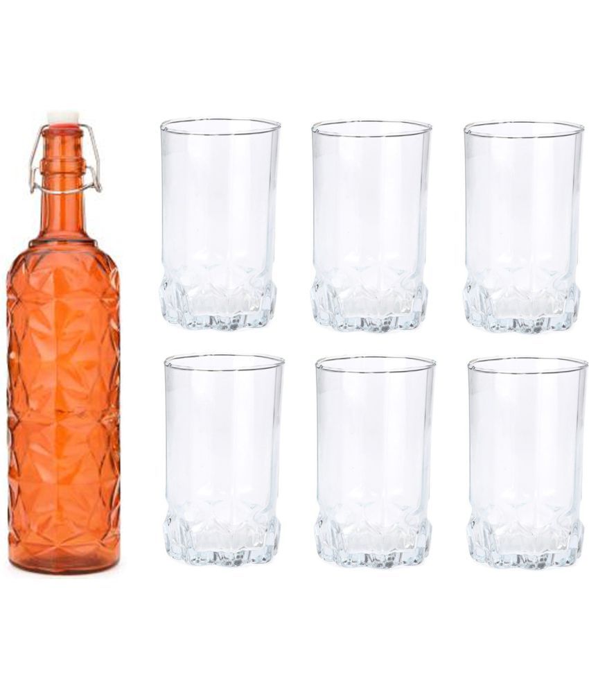     			Somil - Glass & Bottle Drinks Serving Lemon Set Orange Water Bottle 1000 mL ( Set of 1 )