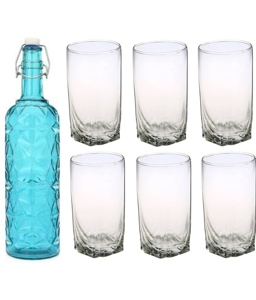     			Somil - Glass & Bottle Drinks Serving Lemon Set Blue Water Bottle 1000 mL ( Set of 1 )