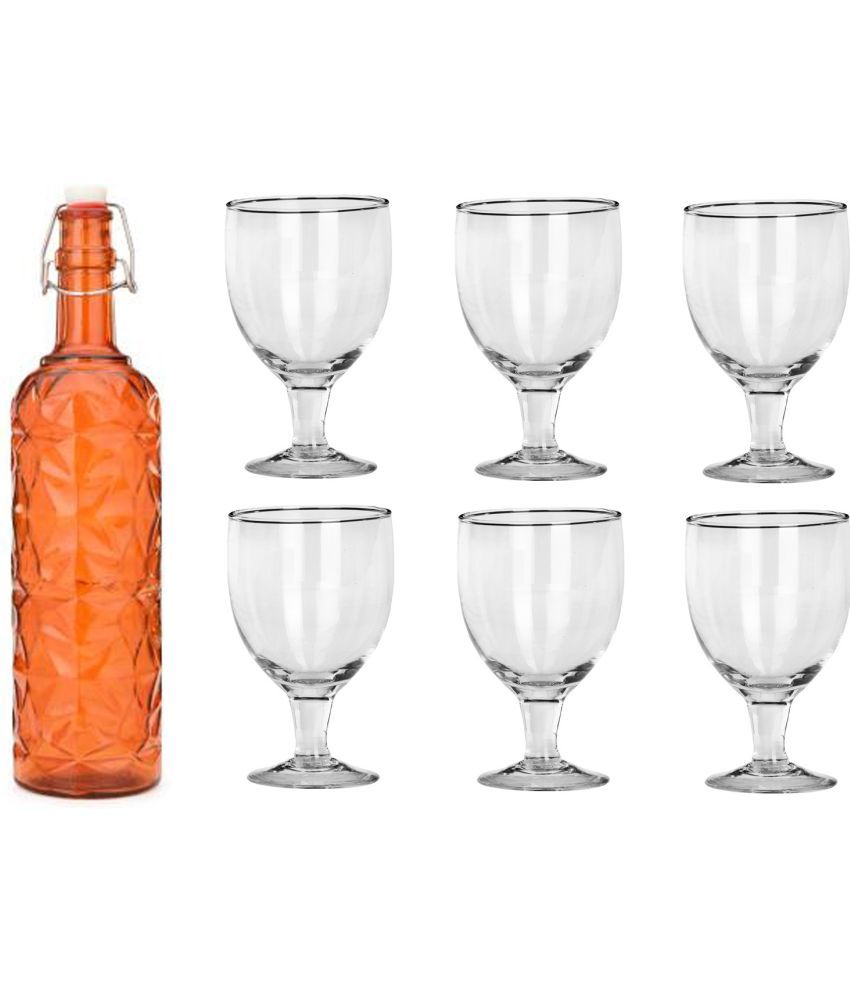     			Somil - Glass & Bottle Drinks Serving Lemon Set Orange Water Bottle 1000 mL ( Set of 1 )