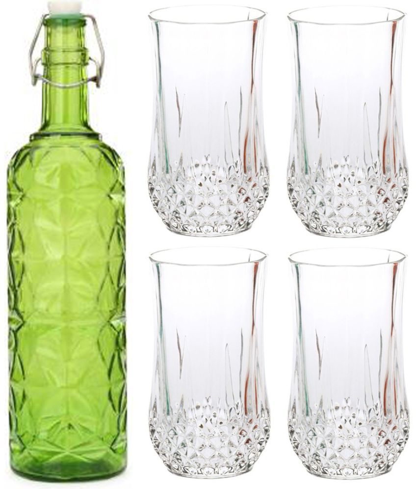     			Somil - Glass & Bottle Drinks Serving Lemon Set Green Water Bottle 1000 mL ( Set of 1 )