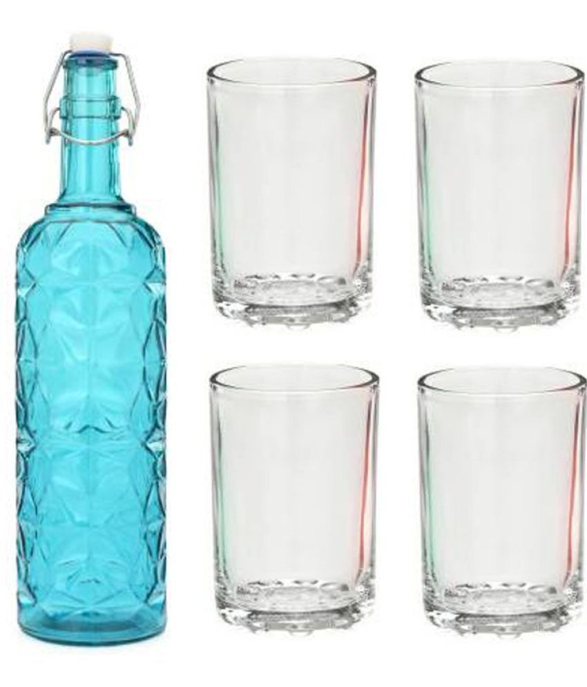     			Somil - Glass & Bottle Drinks Serving Lemon Set Blue Water Bottle 1000 mL ( Set of 1 )