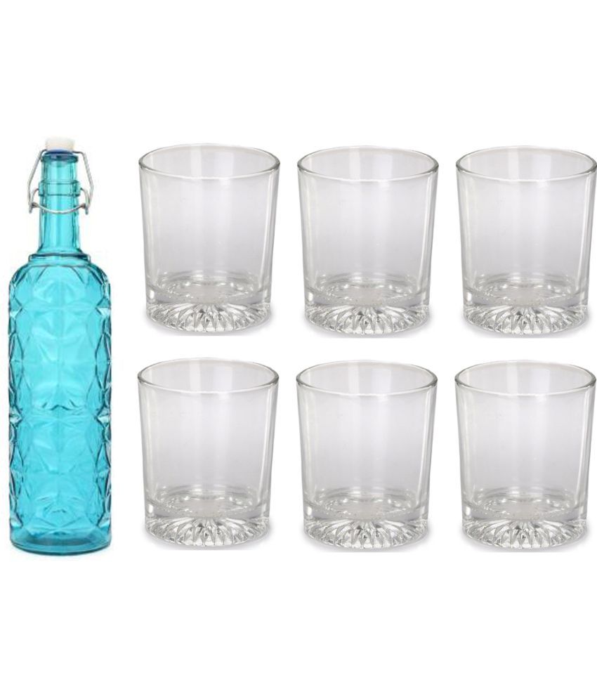     			Somil - Glass & Bottle Drinks Serving Lemon Set Blue Water Bottle 1000 mL ( Set of 1 )