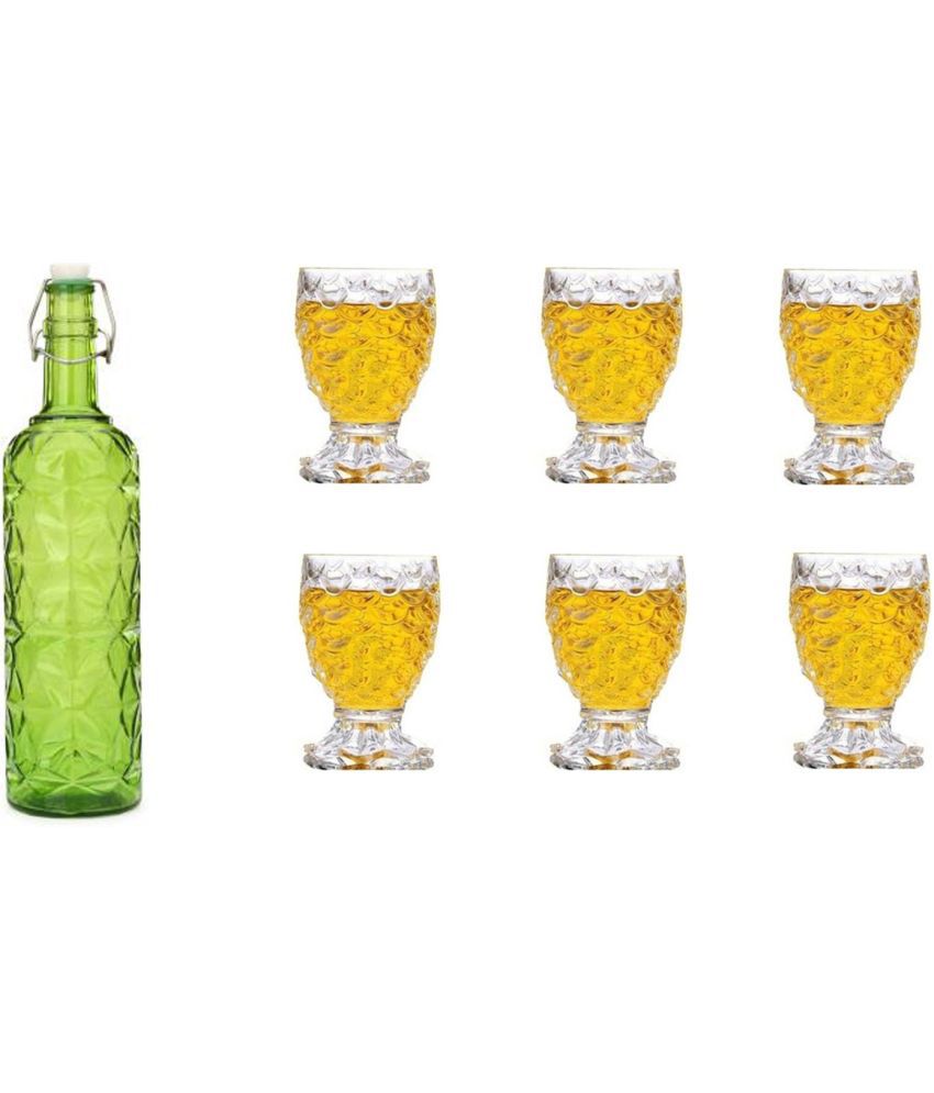     			Somil - Glass & Bottle Drinks Serving Lemon Set Green Water Bottle 1000 mL ( Set of 1 )