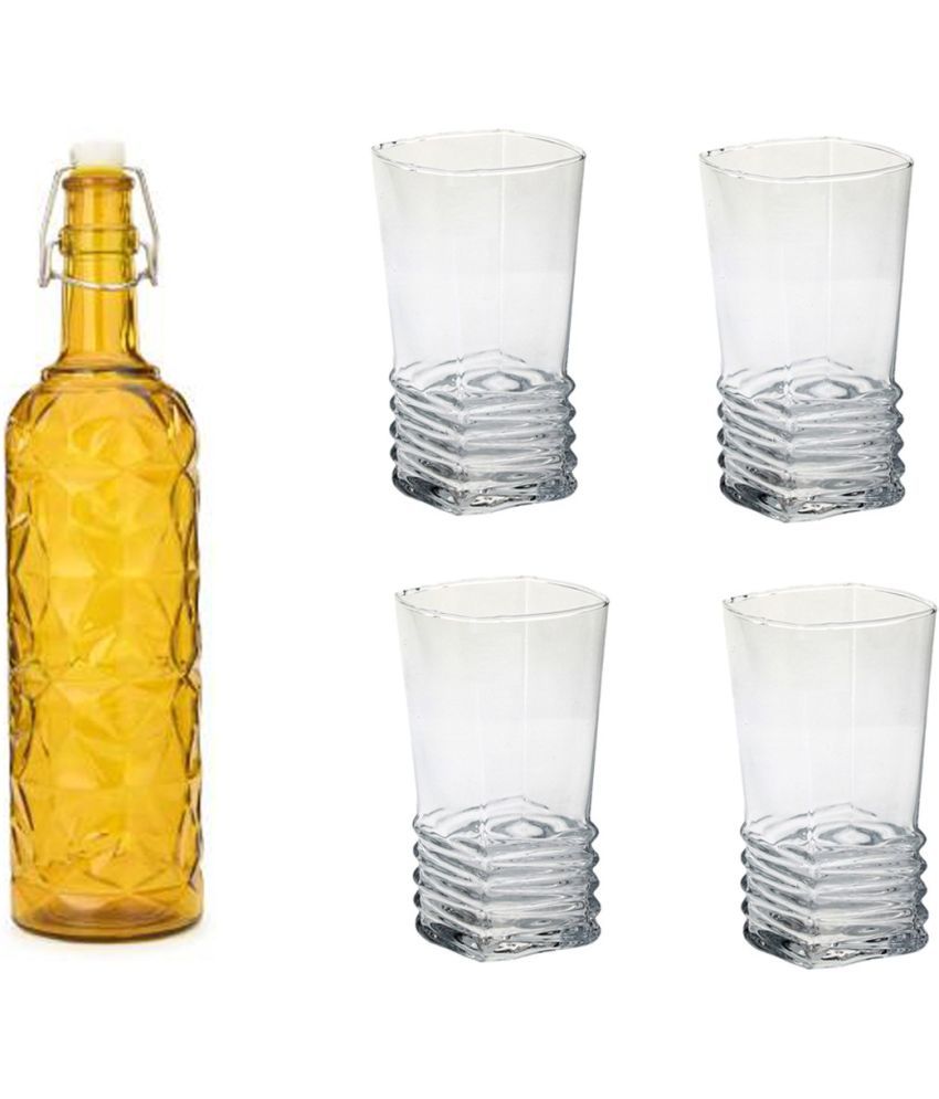     			Somil - Glass & Bottle Drinks Serving Lemon Set Yellow Water Bottle 1000 mL ( Set of 1 )