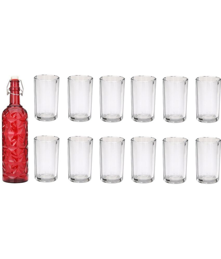     			Somil - Glass & Bottle Drinks Serving Lemon Set Red Water Bottle 1000 mL ( Set of 1 )