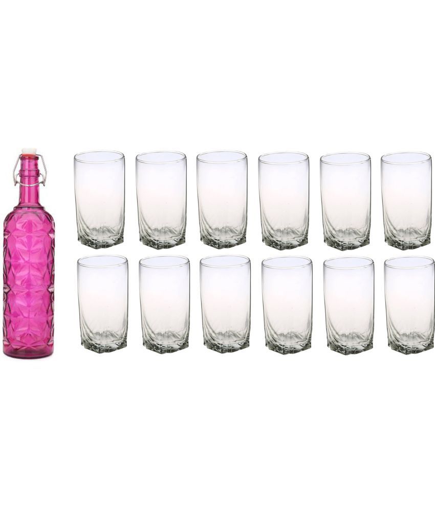     			Somil - Glass & Bottle Drinks Serving Lemon Set Pink Water Bottle 1000 mL ( Set of 1 )