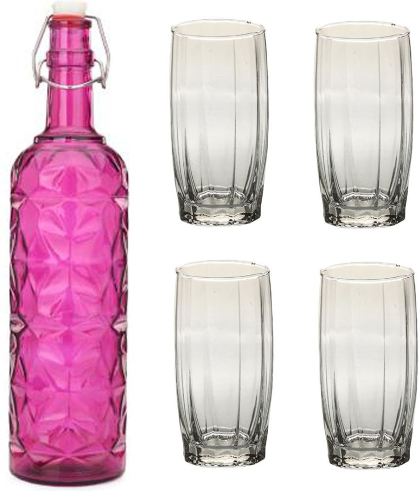     			Somil - Glass & Bottle Drinks Serving Lemon Set Pink Water Bottle 1000 mL ( Set of 1 )