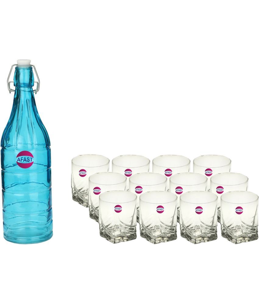     			Somil - Glass & Bottle Drinks Serving Lemon Set Blue Water Bottle 1000 mL ( Set of 1 )