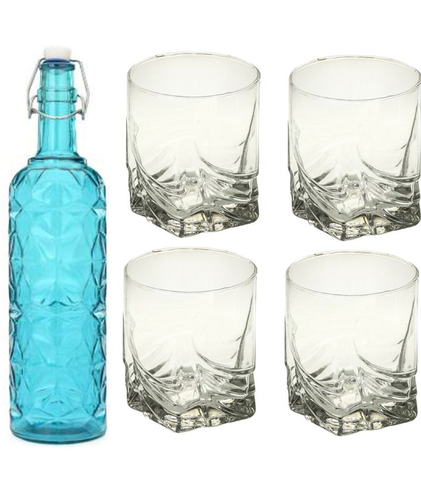     			Somil - Glass & Bottle Drinks Serving Lemon Set Blue Water Bottle 1000 mL ( Set of 1 )