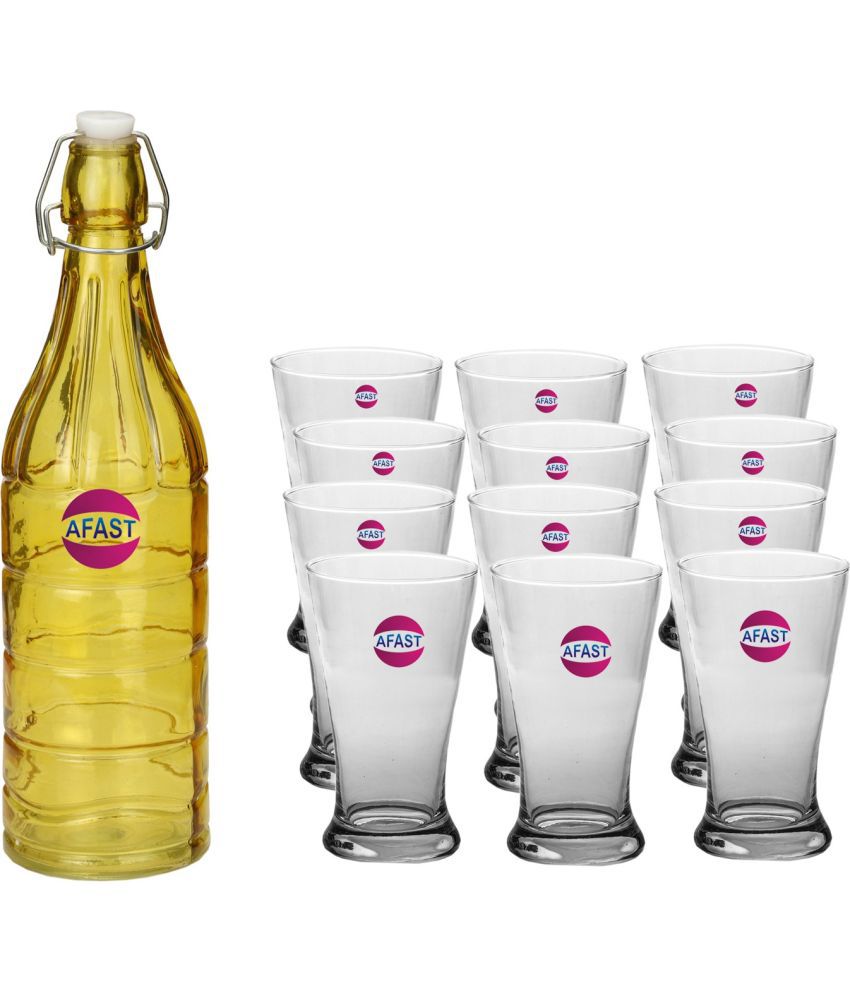     			Somil - Glass & Bottle Drinks Serving Lemon Set Yellow Water Bottle 1000 mL ( Set of 1 )