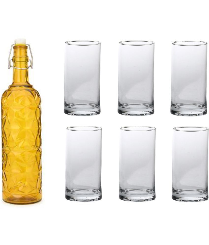     			Somil - Glass & Bottle Drinks Serving Lemon Set Yellow Water Bottle 1000 mL ( Set of 1 )