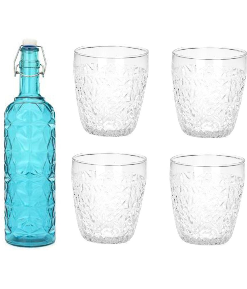     			Somil - Glass & Bottle Drinks Serving Lemon Set Blue Water Bottle 1000 mL ( Set of 1 )