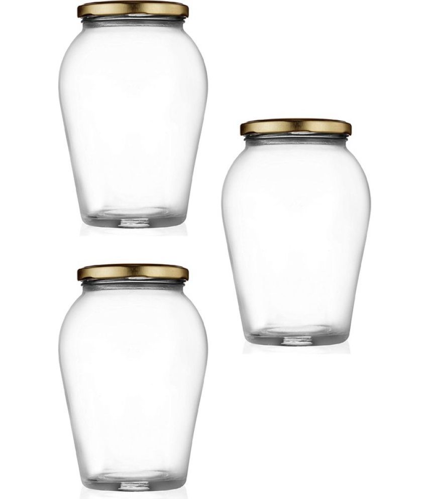     			Somil - Storage Container Glass Transparent Pickle Container ( Set of 3 )