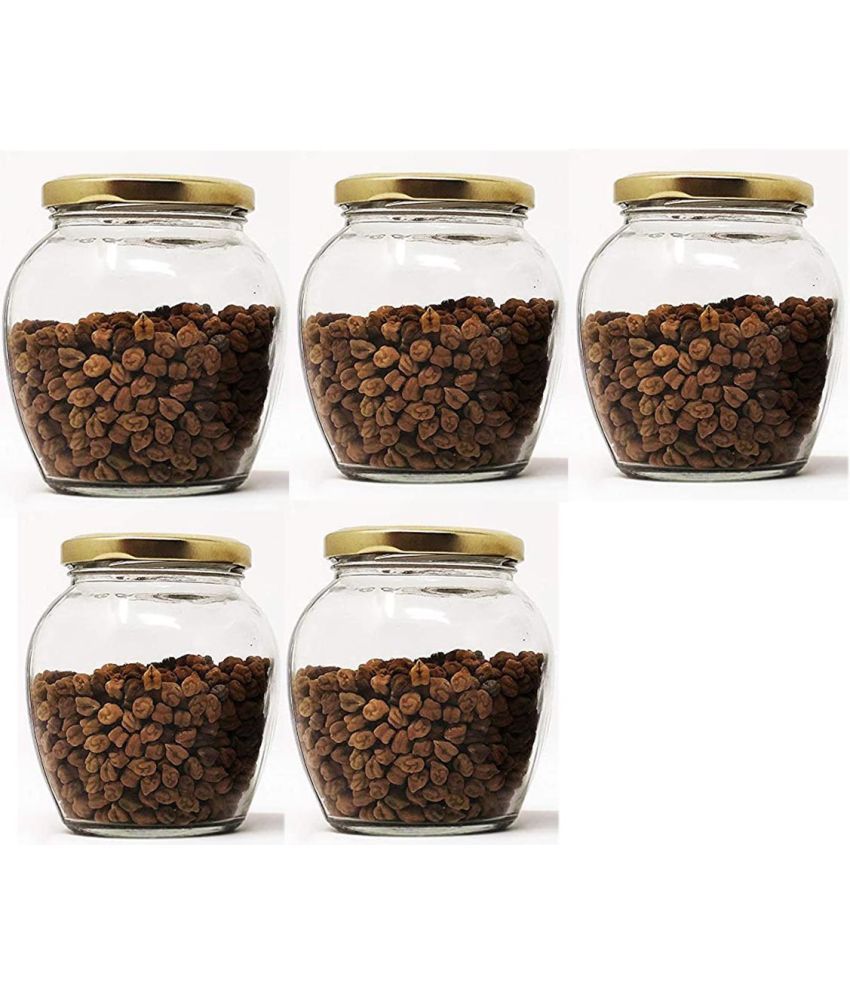     			Somil - Storage Container Glass Transparent Spice Container ( Set of 5 )