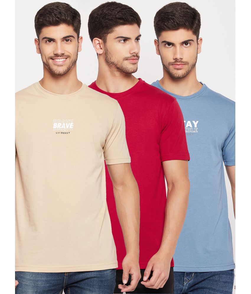     			UNIBERRY - Red Cotton Blend Regular Fit Men's T-Shirt ( Pack of 3 )
