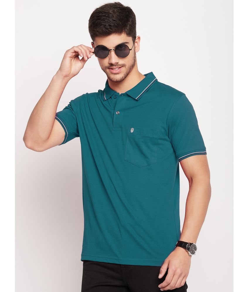     			UNIBERRY - Teal Blue Cotton Blend Regular Fit Men's Polo T Shirt ( Pack of 1 )