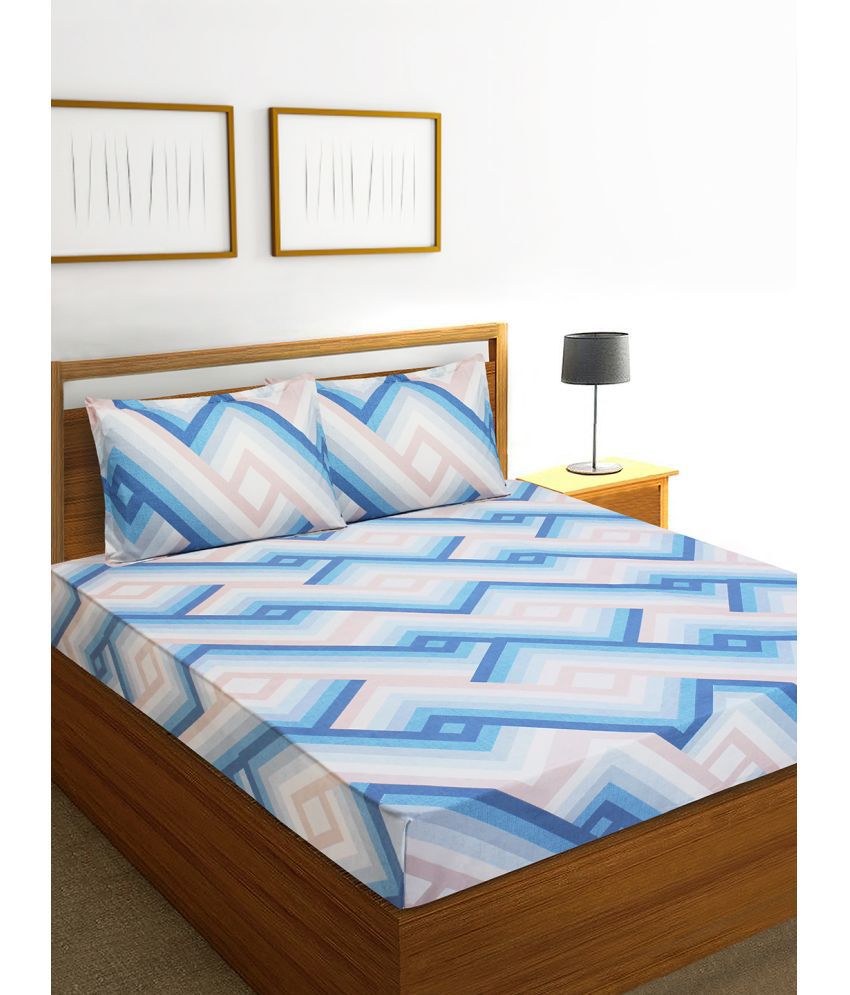    			HOMETALES Microfiber Abstract Double Bedsheet with 2 Pillow Covers-White