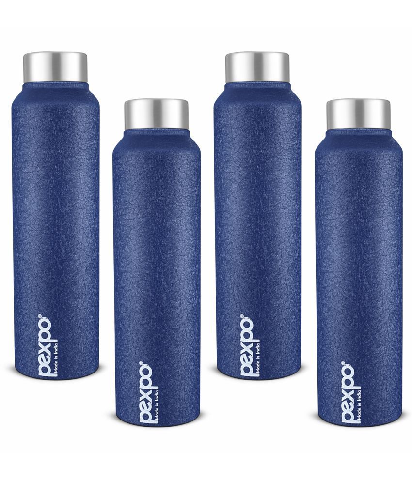     			PEXPO 750 ml Stainless Steel Fridge Water Bottle (Set of 4, Blue, Chromo)