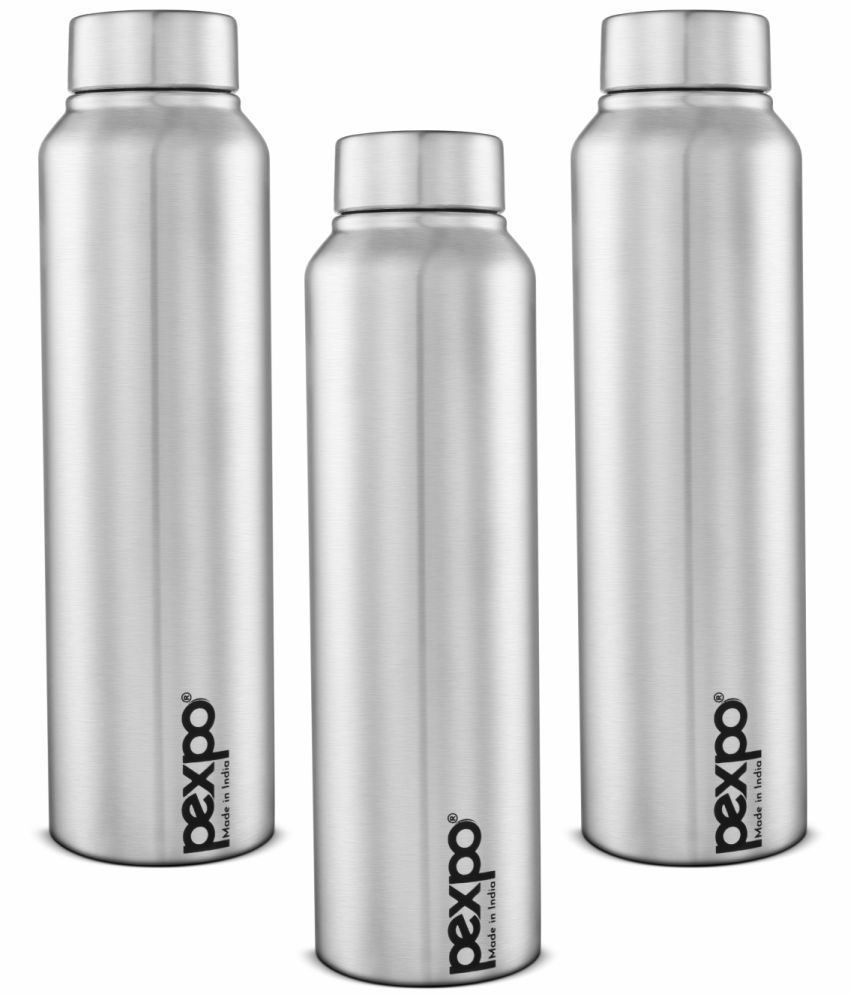     			PEXPO 750 ml Stainless Steel Fridge Water Bottle (Set of 3, Silver, Chromo)