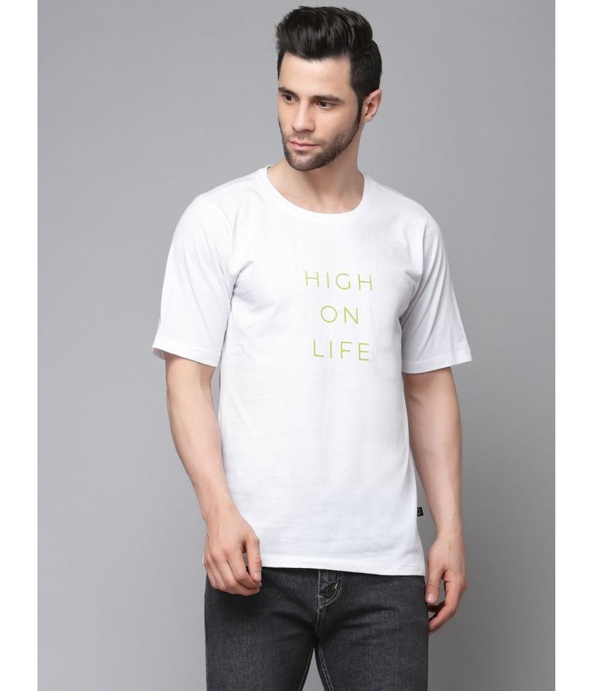     			Rigo - White Cotton Blend Oversized Fit Men's T-Shirt ( Pack of 1 )