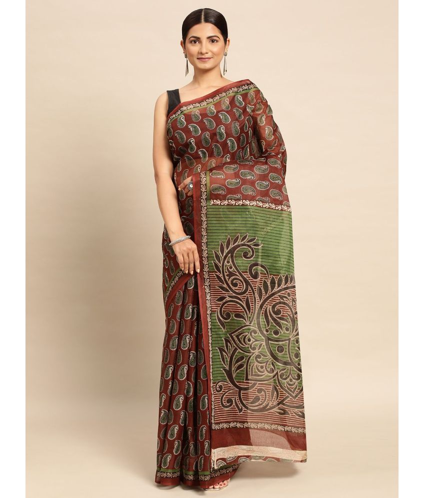     			SHANVIKA - Rust Cotton Saree Without Blouse Piece ( Pack of 1 )