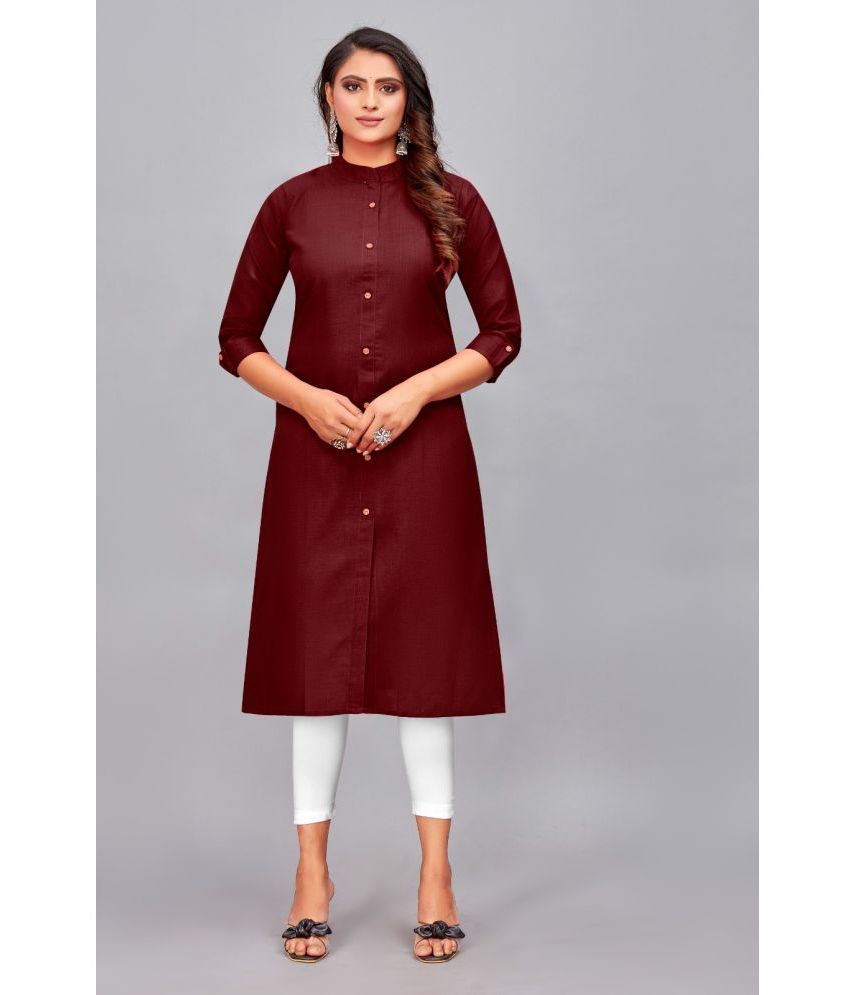     			SVG - Maroon Cotton Women's Front Slit Kurti ( Pack of 1 )