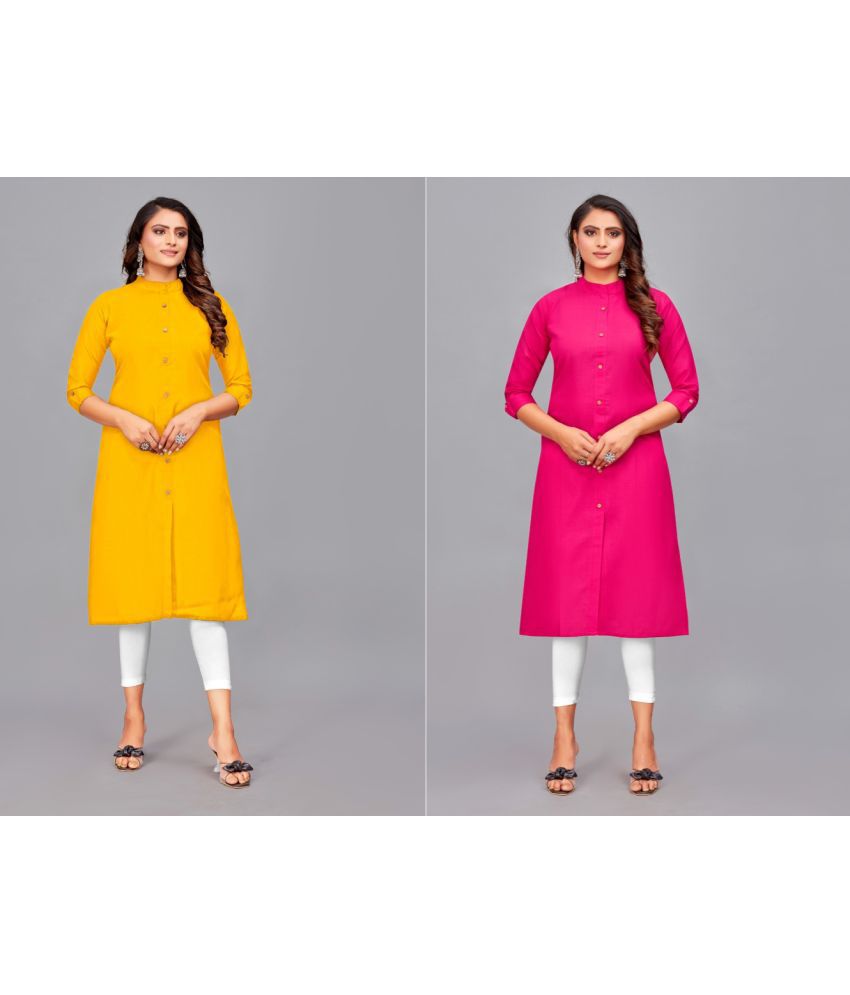     			SVG - Multicolor Cotton Women's Front Slit Kurti ( Pack of 2 )