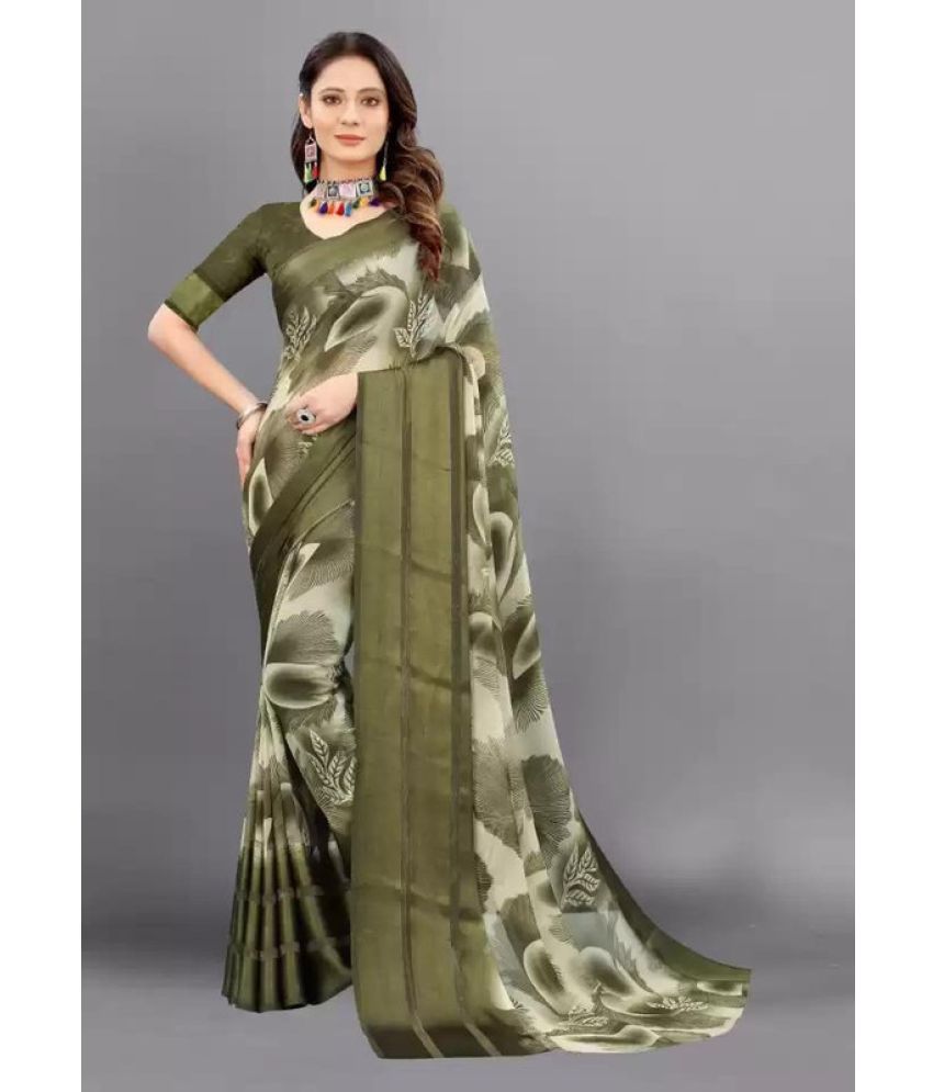     			Sanwariya Silk - Green Georgette Saree With Blouse Piece ( Pack of 1 )