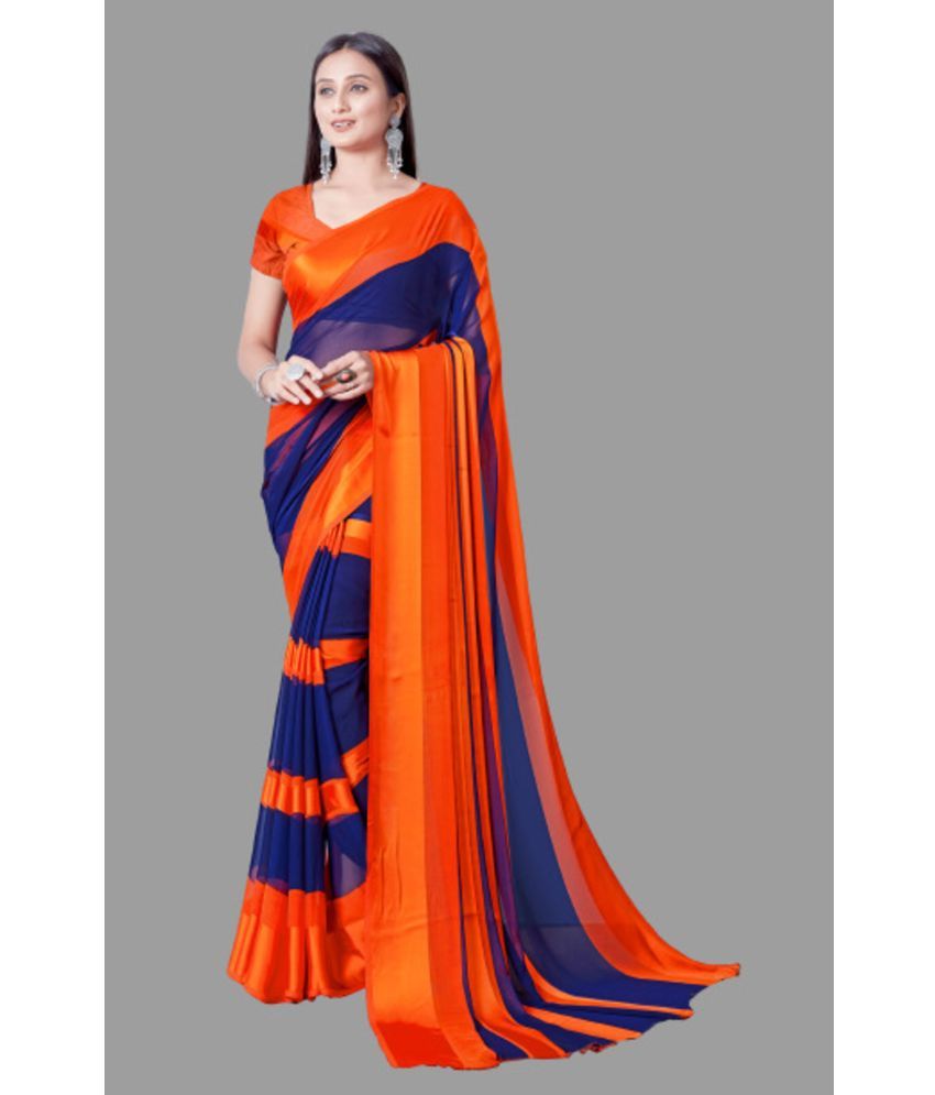     			Sanwariya Silks - Orange Georgette Saree With Blouse Piece ( Pack of 1 )