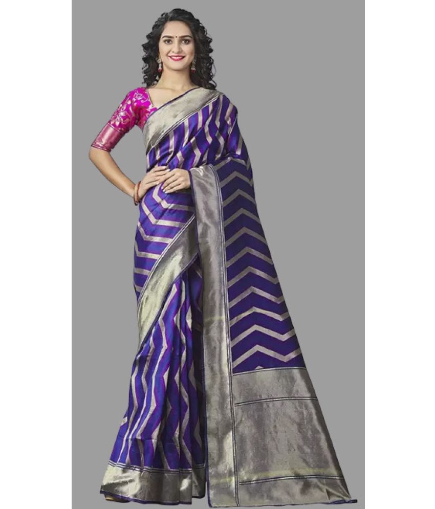     			Sanwariya Silks - Purple Silk Blend Saree With Blouse Piece ( Pack of 1 )