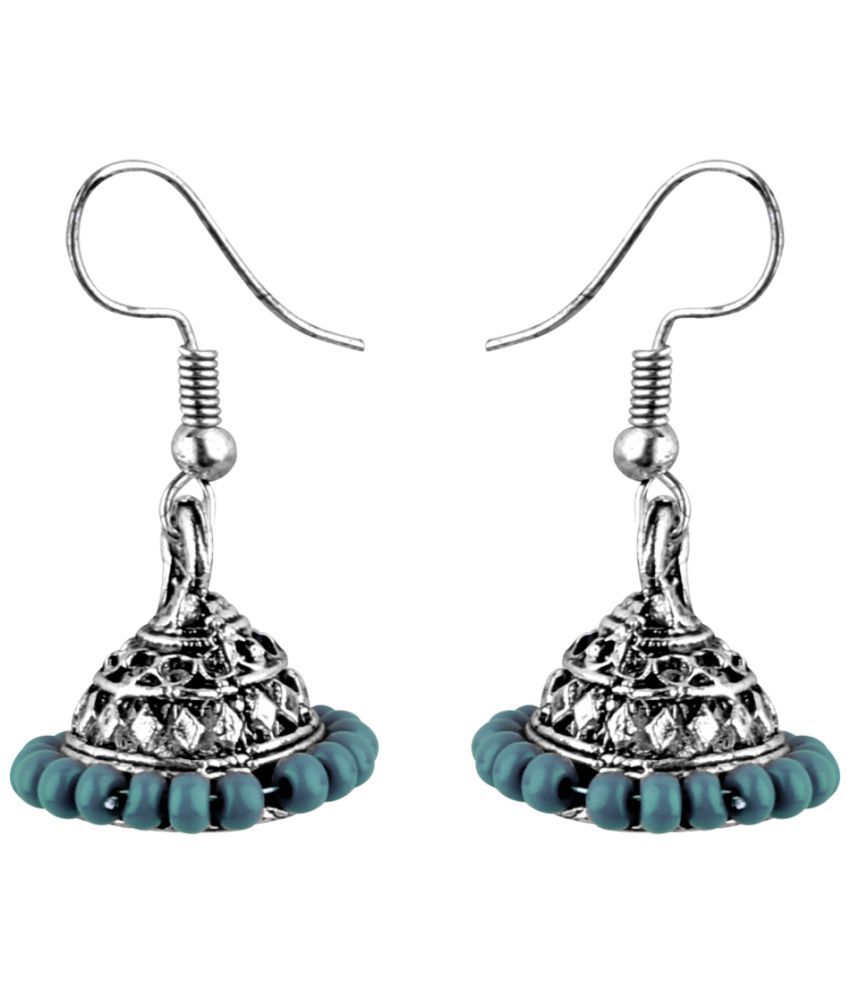     			Silver Shine - Green Jhumki Earrings ( Pack of 1 )