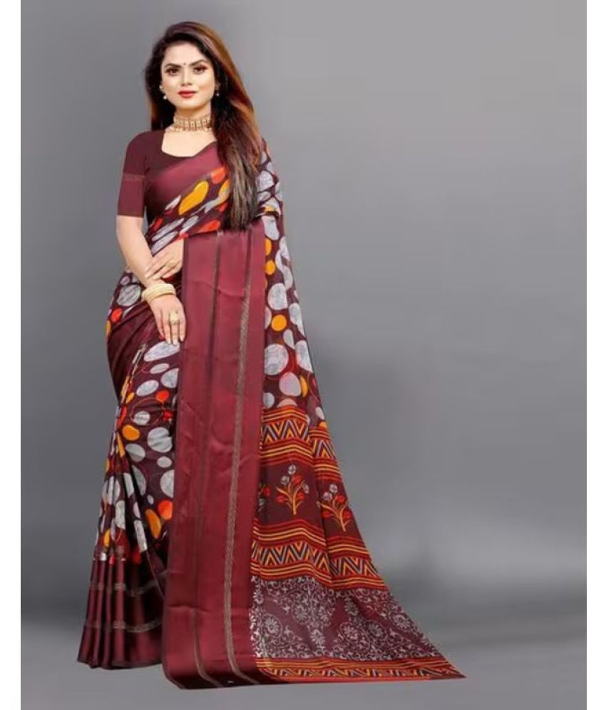     			Sitanjali - Brown Georgette Saree With Blouse Piece ( Pack of 1 )