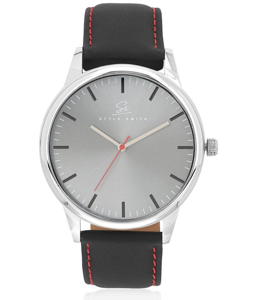     			Style Smith Grey Dial Leather Strap Analog Wrist Watch with Quartz Movement for Men