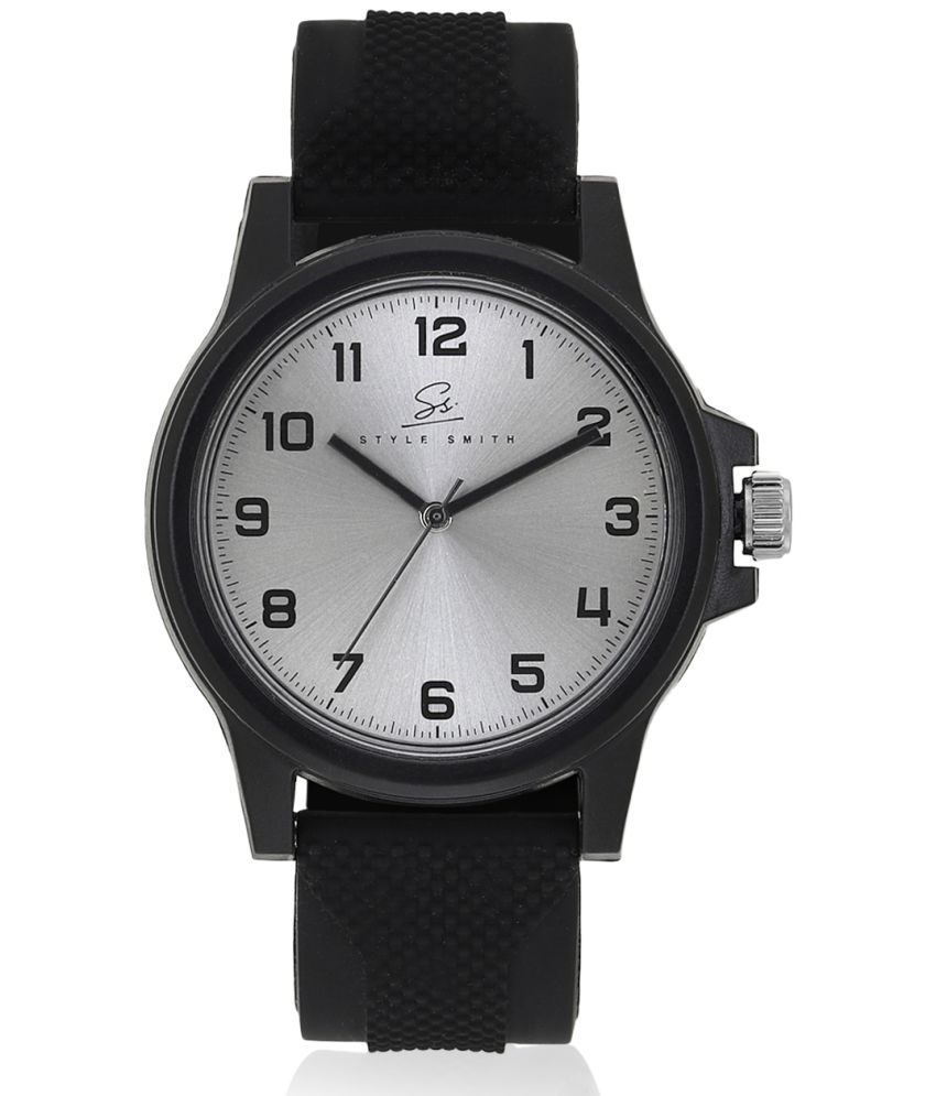 Style Smith Grey Dial Silicon Strap Analog Wrist Watch with Quartz Movement for Men