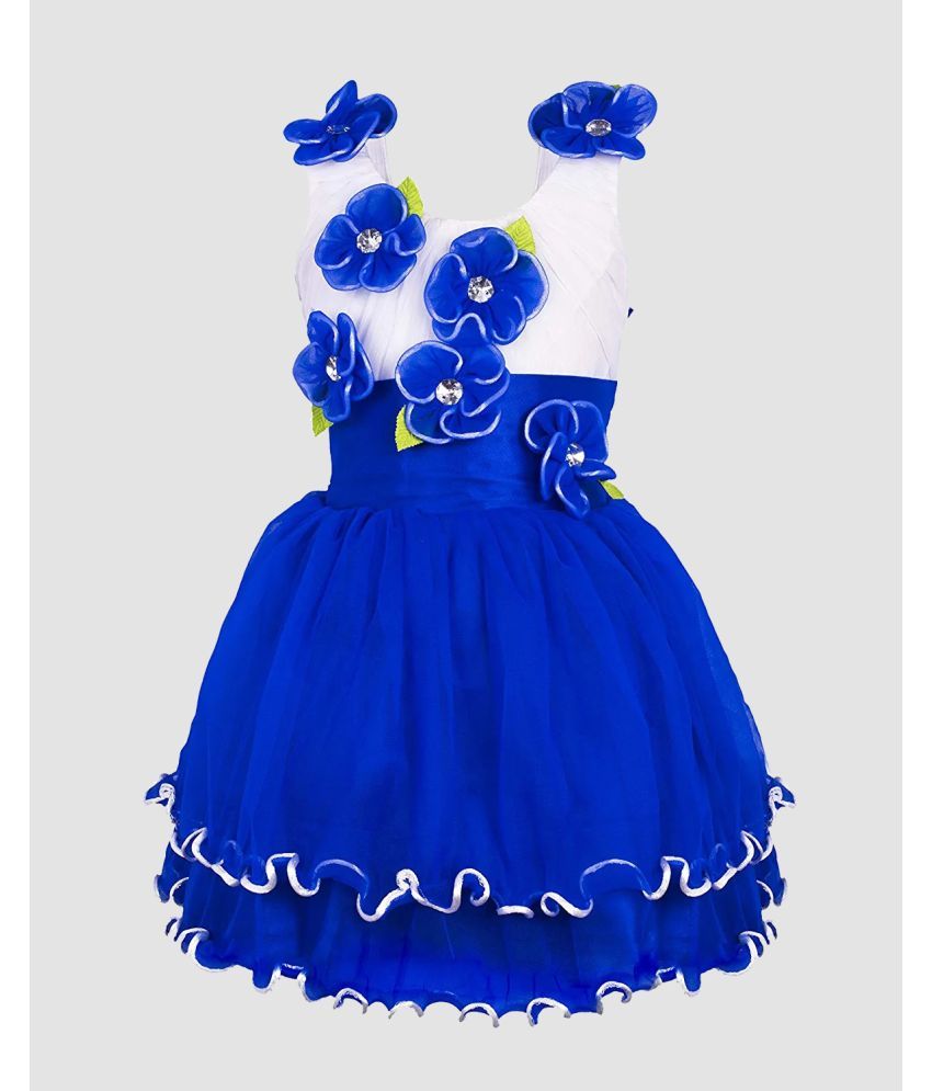     			9stiches - Blue Net Girls Frock ( Pack of 1 )