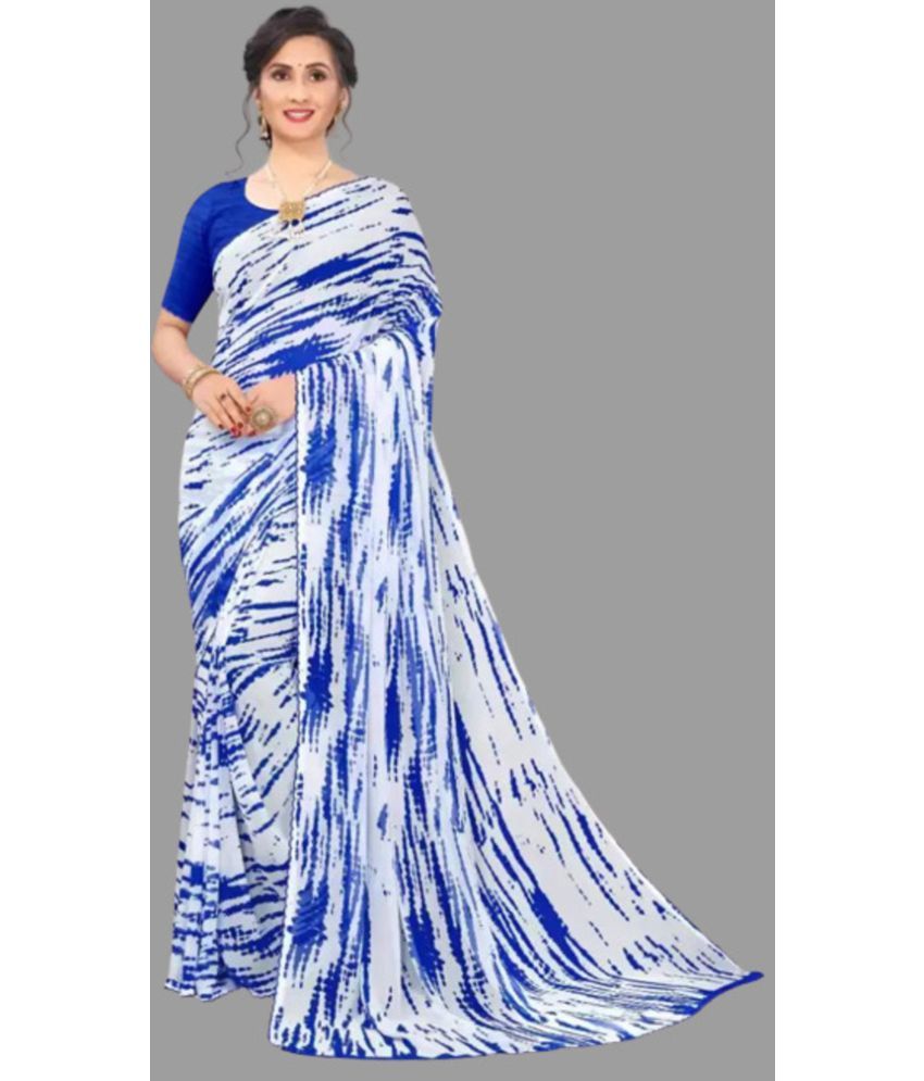     			Sanwariya Silks - Blue Georgette Saree With Blouse Piece ( Pack of 1 )