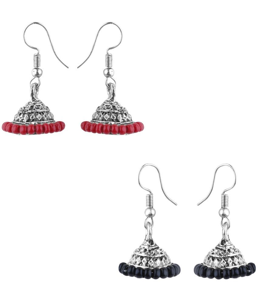     			Silver Shine - Multi Color Jhumki Earrings ( Pack of 2 )