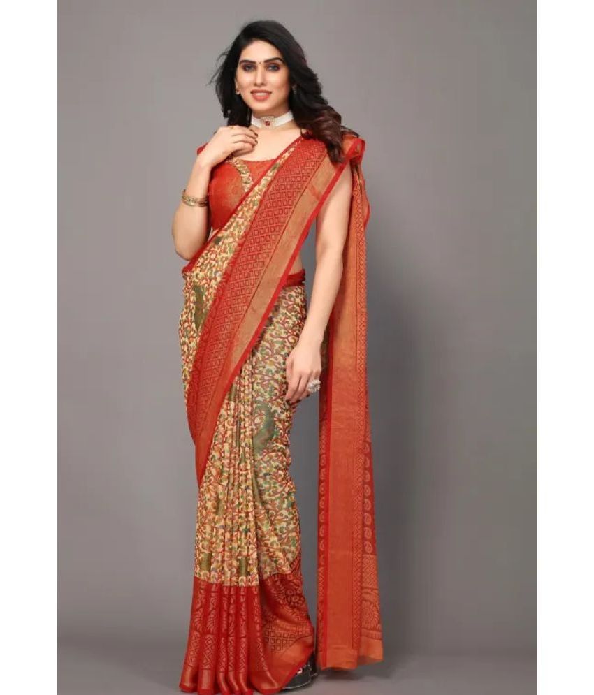    			Sitanjali - Red Brasso Saree With Blouse Piece ( Pack of 1 )
