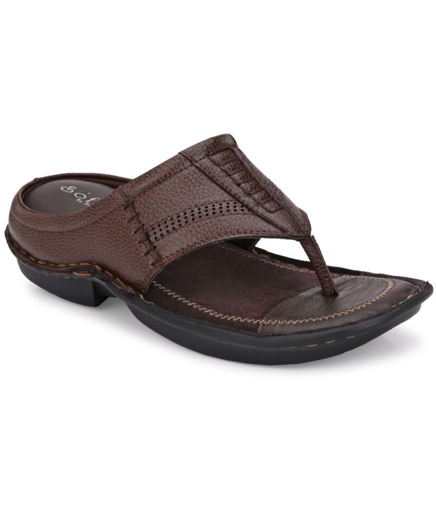     			softio - Brown Men's Leather Slipper