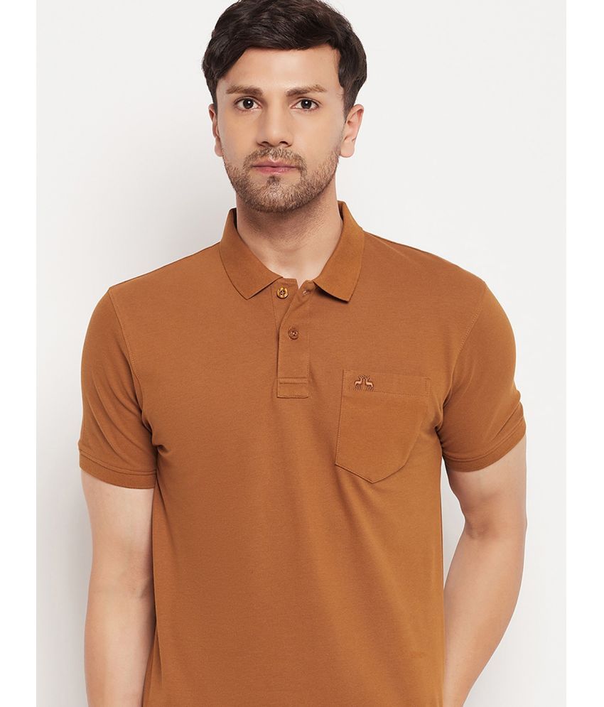     			98 Degree North Pack of 1 Cotton Regular Fit Solid Half Sleeves Men's Polo T Shirt ( Brown )