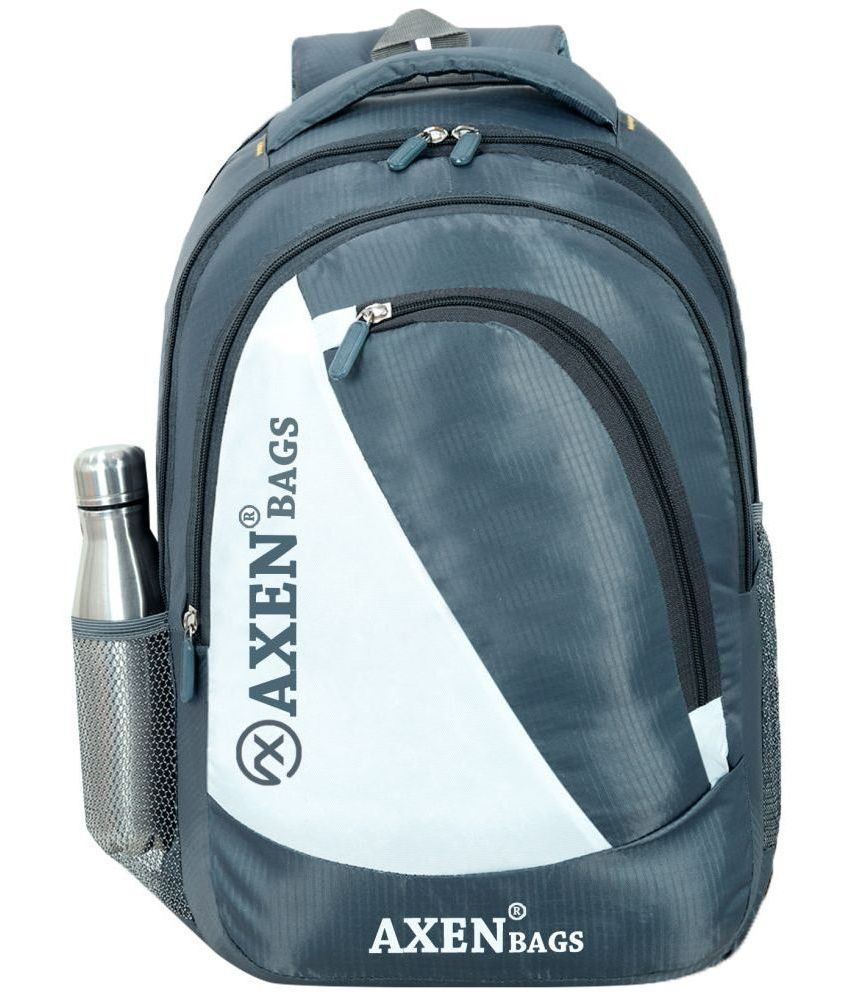     			AXEN BAGS - Grey Polyester Backpack ( 30 Ltrs )